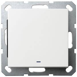 Выключатель одноклавишный проходной Jasmart со светодиодом с накладкой 10A 250V белый глянцевый G301