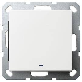 Выключатель одноклавишный со светодиодом Jasmart в комплекте с накладкой 10A 250V белый глянцевый G3