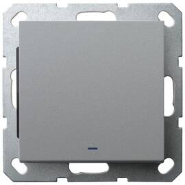 Выключатель со светодиодом Jasmart проходной одноклавишный в комплекте с накладкой 10A 250V цвет алю