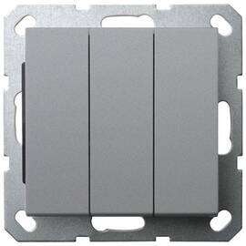 Выключатель трёхклавишный Jasmart в комплекте с накладкой 10A 250V цвет алюминий G3031S