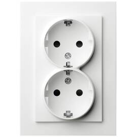 Двойная розетка SHUKO Jasmart с защитными шторками 16A 250V 2P+T белый глянцевый G5504W