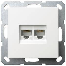 Интернет розетка Jasmart двойная разъем RJ45х2 с накладкой белый глянцевый G6106W