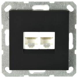 Интернет розетка Jasmart двойная разъем RJ45х2 с накладкой черный матовый (soft touch) G6106PB