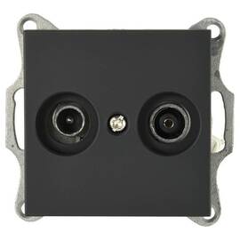 Розетка Jasmart TV-FM проходная с накладкой черный матовый (soft touch) G6205PB