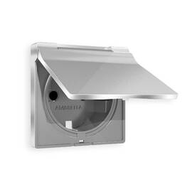 Лицевая панель для розетки с/з со шторками и крышкой Ambrella Volt Alfa AP4080