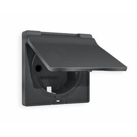 Лицевая панель для розетки с/з со шторками и крышкой Ambrella Volt Alfa AP9080