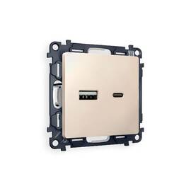 Комплект механизма розетки 2USB A+C 20W (быстрая зарядка) Ambrella Volt Alfa MA331010