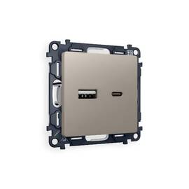 Комплект механизма розетки 2USB A+C 20W (быстрая зарядка) Ambrella Volt Alfa MA371010