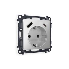 Комплект механизма розетки 2USB A+C 20W (быстрая зарядка) с/з Ambrella Volt Alfa MA410010