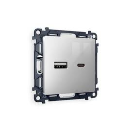 Комплект механизма розетки 2USB A+C 20W (быстрая зарядка) Ambrella Volt Alfa MA411010