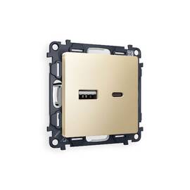 Комплект механизма розетки 2USB A+C 20W (быстрая зарядка) Ambrella Volt Alfa MA611010