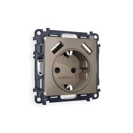 Комплект механизма розетки 2USB A+A 18W (быстрая зарядка) с/з Ambrella Volt Alfa MA639010