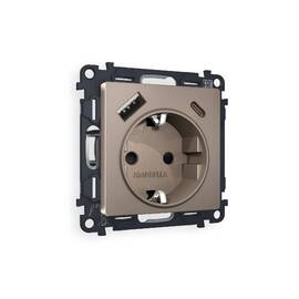 Комплект механизма розетки 2USB A+C 20W (быстрая зарядка) с/з Ambrella Volt Alfa MA640010