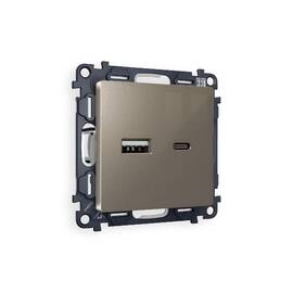 Комплект механизма розетки 2USB A+C 20W (быстрая зарядка) Ambrella Volt Alfa MA641010