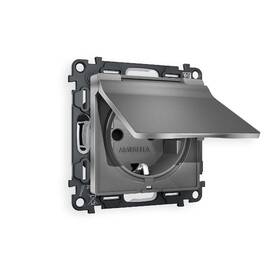 Комплект механизма розетки с/з со шторками и крышкой Ambrella Volt Alfa MA658010