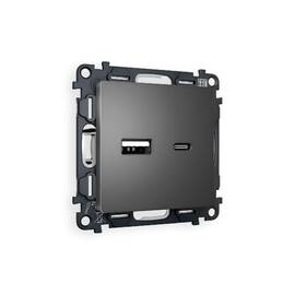 Комплект механизма розетки 2USB A+C 20W (быстрая зарядка) Ambrella Volt Alfa MA661010