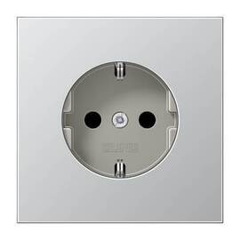 Розетка с заземлением безвинтовой зажим Jung LS 990 алюминий AL1520