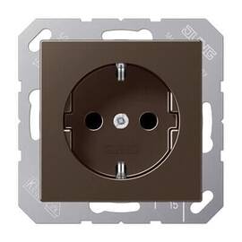 Розетка с заземлением безвинтовой зажим Jung A 500 мокка A1520MO
