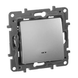 Выключатель 1-но клавишный с подсветкой, алюминий 672403