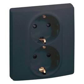 Розетка 2X2К+З Legrand Etika 16A 250V со шторками немецкий стандарт антрацит 672633