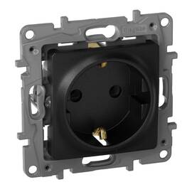 Розетка 2К+З Legrand Etika 16A 250V немецкий стандарт антрацит 672621