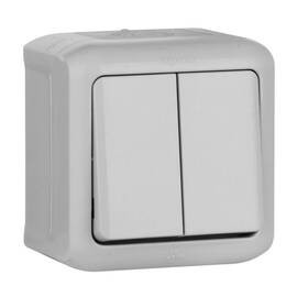 Выключатель двухклавишный Legrand Quteo 10A 250V серый 782332