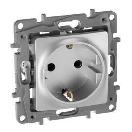 Розетка 2К+З Legrand Etika 16A 250V со шторками немецкий стандарт алюминий 672422