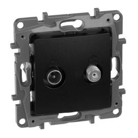 Розетка TV-SAT простая для 2-х кабелей, антрацит