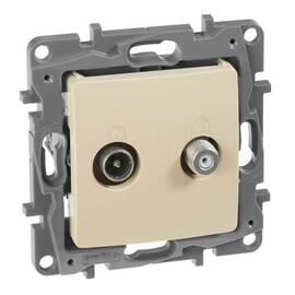 Розетка TV-SAT простая для 2-х кабелей, слоновая кость