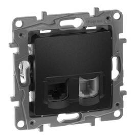 Розетка комбинированная RJ11 + RJ45 Cat.5e, антрацит