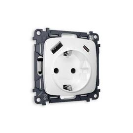 Комплект механизма розетки 2USB A+C 20W (быстрая зарядка) с/з Ambrella Volt Omega MO130010