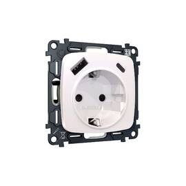 Комплект механизма розетки 2USB A+C 20W (быстрая зарядка) с/з Ambrella Volt Omega MO210010