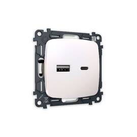 Комплект механизма розетки 2USB A+C 20W (быстрая зарядка) Ambrella Volt Omega MO211010