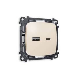 Комплект механизма розетки 2USB A+C 20W (быстрая зарядка) Ambrella Volt Omega MO311010