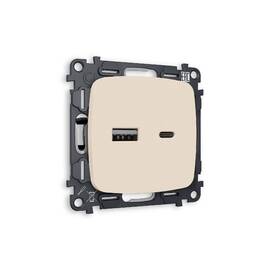 Комплект механизма розетки 2USB A+C 20W (быстрая зарядка) Ambrella Volt Omega MO331010