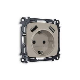 Комплект механизма розетки 2USB A+A 18W (быстрая зарядка) с/з Ambrella Volt Omega MO369010