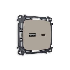 Комплект механизма розетки 2USB A+C 20W (быстрая зарядка) Ambrella Volt Omega MO371010