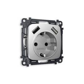 Комплект механизма розетки 2USB A+A 18W (быстрая зарядка) с/з Ambrella Volt Omega MO409010