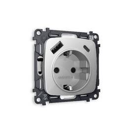 Комплект механизма розетки 2USB A+C 20W (быстрая зарядка) с/з Ambrella Volt Omega MO410010