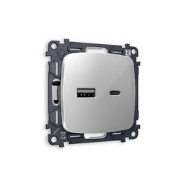 Комплект механизма розетки 2USB A+C 20W (быстрая зарядка) Ambrella Volt Omega MO411010