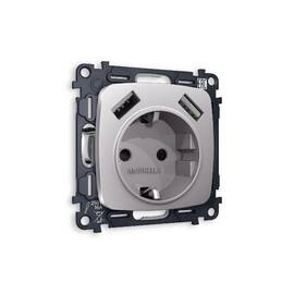 Комплект механизма розетки 2USB A+A 18W (быстрая зарядка) с/з Ambrella Volt Omega MO509010