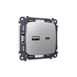 Комплект механизма розетки 2USB A+C 20W 3000mA (быстрая зарядка) Ambrella Volt Omega MO511010