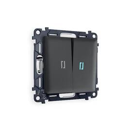 Комплект механизма 2-кл проходного выключателя с подсветкой Ambrella Volt Alfa MA904040