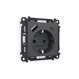 Комплект механизма розетки 2USB A+C 20W (быстрая зарядка) с/з Ambrella Volt Alfa MA910010