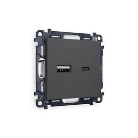 Комплект механизма розетки 2USB A+C 20W (быстрая зарядка) Ambrella Volt Alfa MA911010