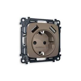 Комплект механизма розетки 2USB A+A 18W (быстрая зарядка) с/з Ambrella Volt Omega MO639010