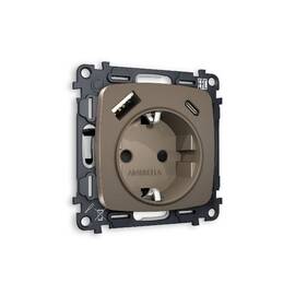 Комплект механизма розетки 2USB A+C 20W (быстрая зарядка) с/з Ambrella Volt Omega MO640010