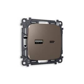 Комплект механизма розетки 2USB A+C 20W (быстрая зарядка) Ambrella Volt Omega MO641010