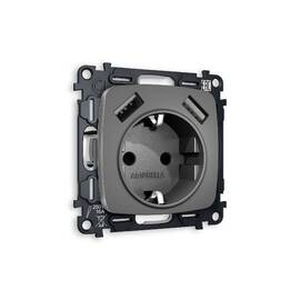 Комплект механизма розетки 2USB A+A 18W (быстрая зарядка) с/з Ambrella Volt Omega MO659010