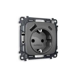 Комплект механизма розетки 2USB A+C 20W (быстрая зарядка) с/з Ambrella Volt Omega MO660010